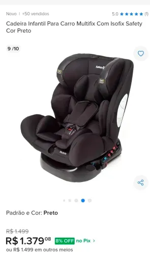 Cadeira Infantil Para Carro Multifix Com Isofix Safety Cor Preto<br>