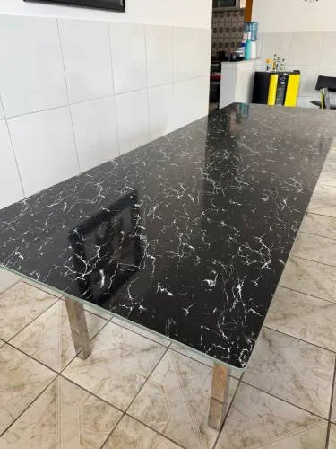 Mesa 2,60m com Estrutura em Aço Inox - Excelente Conservação