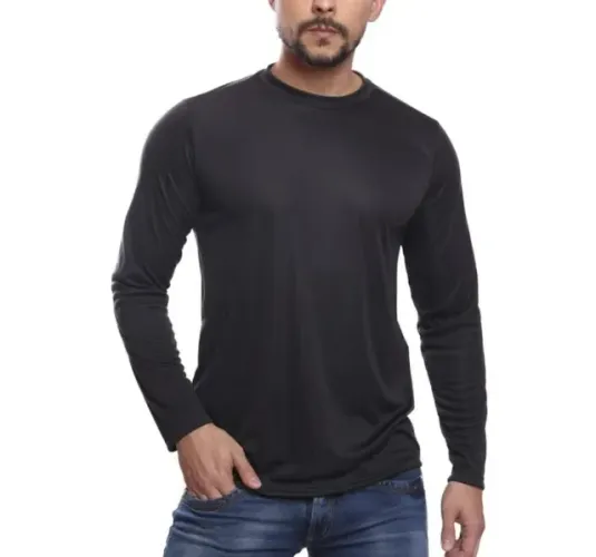 Camiseta UV50 Masculina Manga Longa M Preta