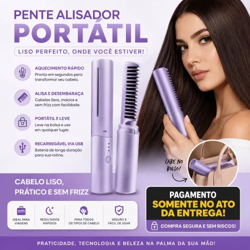 PENTE ALISADOR PORTÁTIL ? PAGAMENTO NA ENTREGA! ?