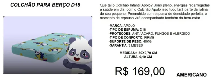 COLCHAO PARA BERÇO = PRONTA ENTREGA