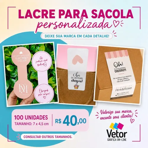 Adesivo/ lacre para sacola personalizado