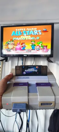 Super Nintendo FAT placa 1chip-01 revisado funcionando com everdrive cheio de jogos