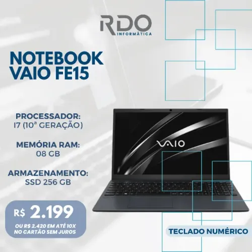 Notebook Vaio FE15 i7 10ª Geração 8GB RAM 256GB SSD - Notebook potente e barato!