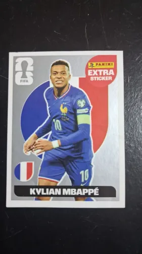 Figurinha extra sticker Mbappe prata/silver panini copa 2026