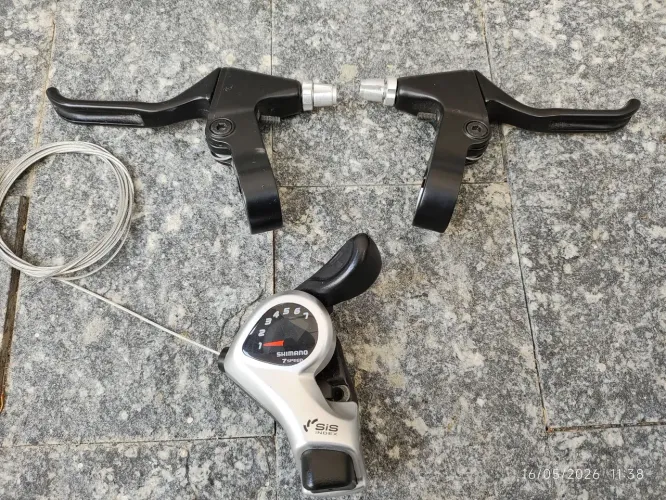 Manete de freio em alumínio preto + passador shimano 7v 