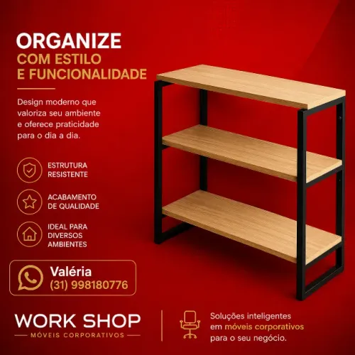 estante modular em aço e MDF pequena