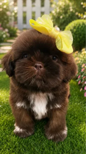 Fêmea de Shih Tzu na coloração chocolate para venda!