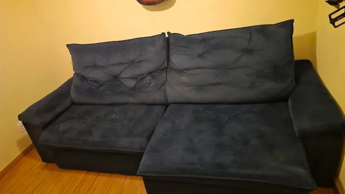 Sofa super novo retrátil com encosto articulado (sofa show) lindo azul .