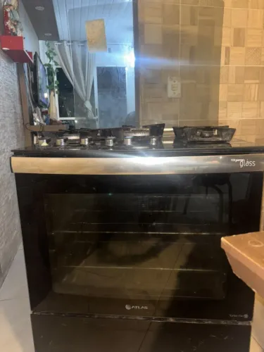 Fogão Atlas 5 bocas Mesa de vidro + Forno