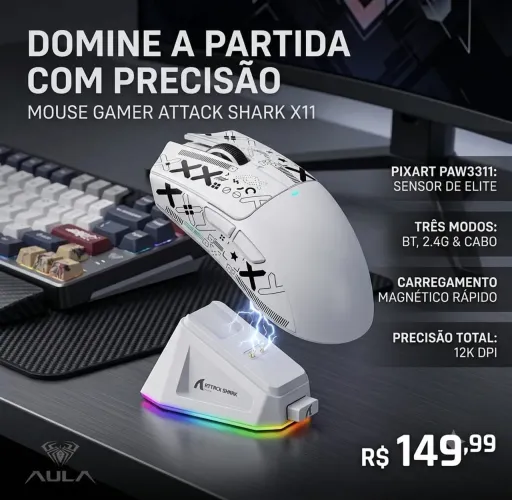 Mouse Gamer Sem Fio Attack Shark X11!