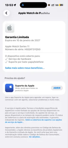 Apple Watch series 11 zero na garantia