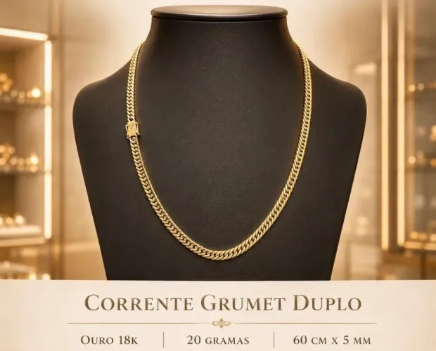 Corrente Grumet Duplo em ouro 18K 750
