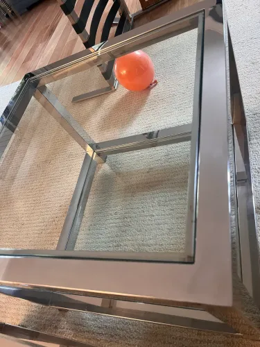 Mesa de inox 60x50 por 45 cm altura com vidros 