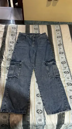 Calça cargo jeans azul
