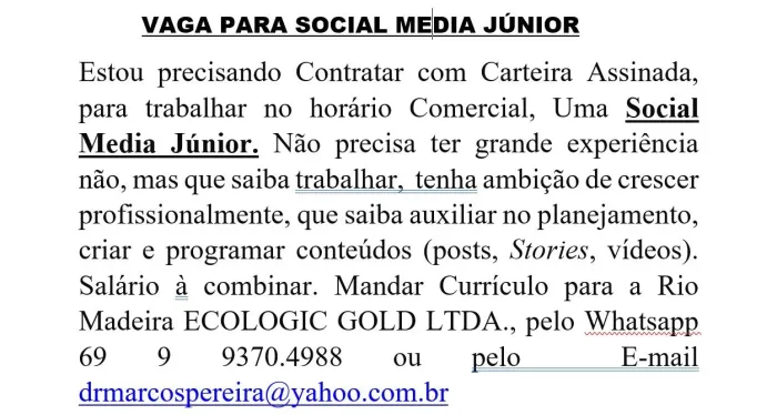 Vaga de social media