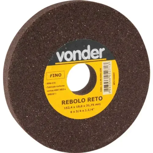 Rebolo reto, 6" x 3/4", fino, VONDER