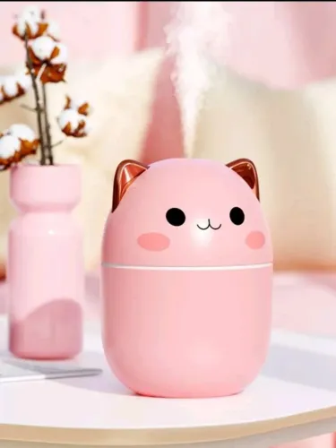 Umidificador Gatinha Rosa USB LED