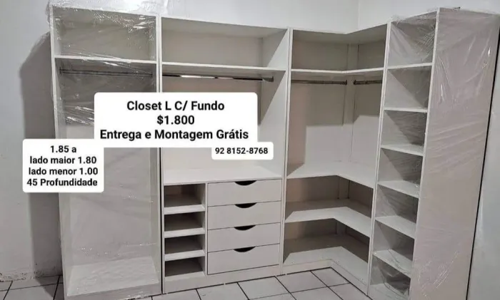 Closet L com 45 profundidade 