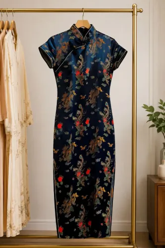 Vestido feminino luxo estilo chinês Qipao Dragão e fênix P (36/38)