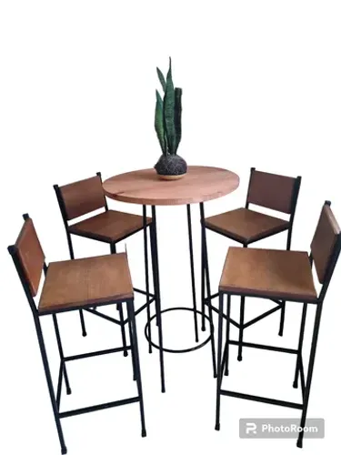Jogo Bistrô Fixo Com 4 Banquetas Industrial