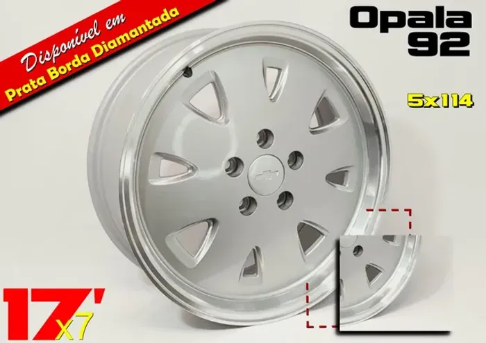 Roda aro 17 Chevrolet Opala 92 prata com borda diamantada jogo novo