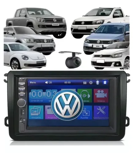 Central Multimidia Mp5 G7 G8 2 Din Vw + Moldura + Câmera Ré