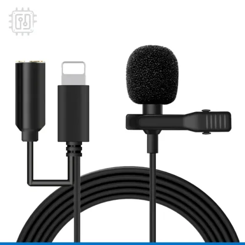Microfone Lapela Lightning Conector Fêmea de 3,5mm Para iPhone iPad 
