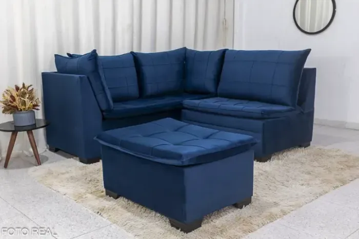 Sofá Canto 5 lugares com Puff Viena . Produto Novo. Pronta Entrega.