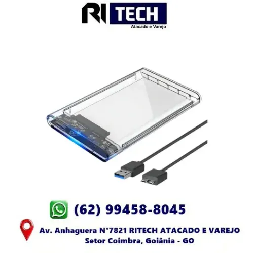 Case para HD Slim Externo Usb 3.0 Computador Ssd Hdd Sata 2.5 Notebook Transparente