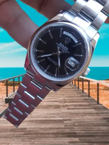 Relogio Day Date Preto 36mm Automatico