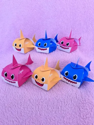 Baby Shark caixinhas personalizadas pra festa de aniversário infantil