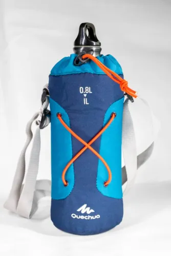 Bolsa Porta-Garrafa Quechua + Garrafa Metal 1L (Perfeito Estado)