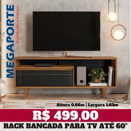Rack Bancada 1 Porta para Televisão até 60 Polegadas (Novo) Entrega Grátis! 