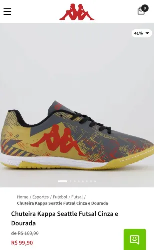 Chuteira Kappa Seattle Futsal - Tamanho  41 e 42