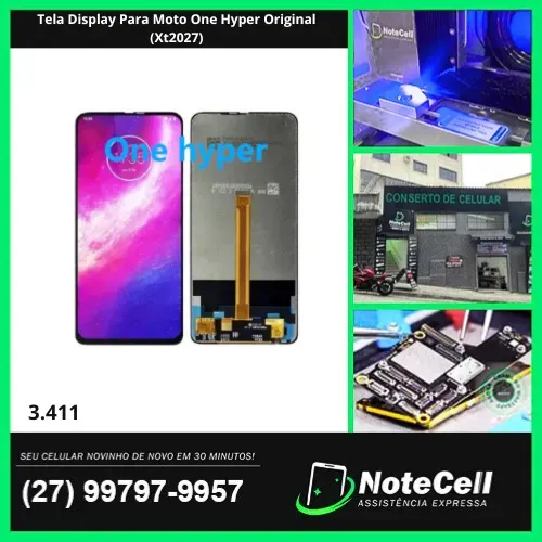 Tela Display Para Moto One Hyper Original (Xt2027)- Instalação Expressa Em 30 Minutos!