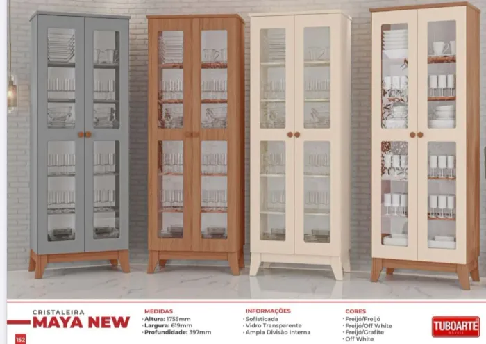 Cristaleira Maya New - 2 Portas 100% MDF