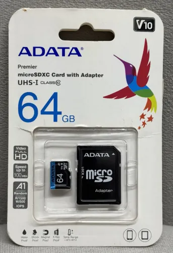 Cartao de Memoria - SD Card - Adata - 64Gb - Com Adaptador - ORIGINAL