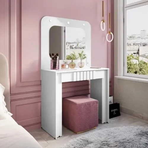 Penteadeira com Espelho e Gavetas rouge (Não acompanha puff)