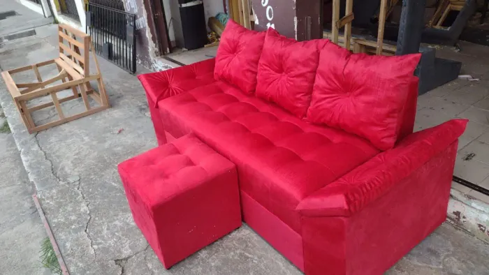 Sofá Vermelho 3 Lugares