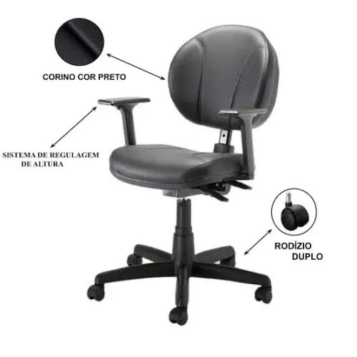 Cadeira de Escritório Giratória com Rodízios Duplos