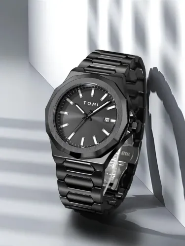 Tomi Relógio Masculino de Moda Luxo Conjunto Quartzo Preto