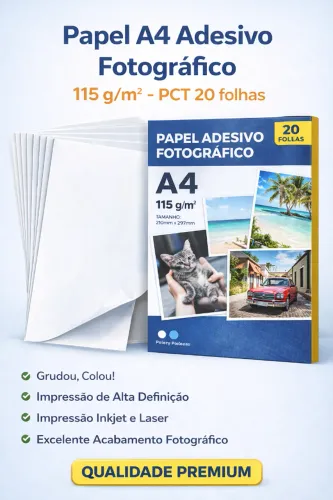 Papel A4 Adesivo Fotográfico 115 g/m² - PCT 20 folhas