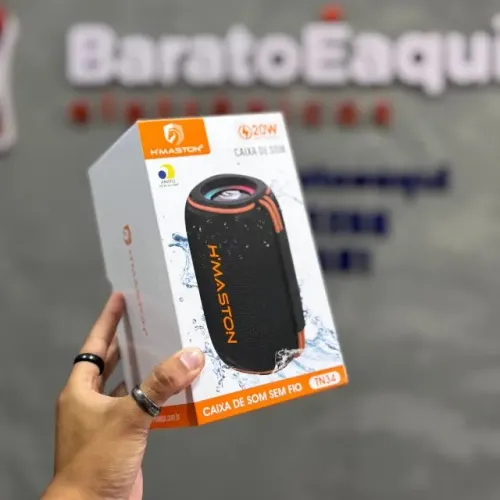Caixa de Som Bluetooth Portátil H'Maston TN34 - 20W, IPX6, TWS, USB, Cartão SD
