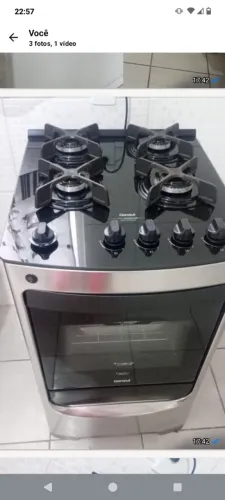 Fogão inox mesa de vidro Consul