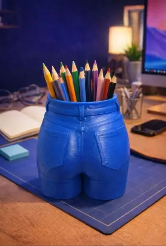 Porta-lápis criativo em formato divertido - ótimo para home office.  <br>