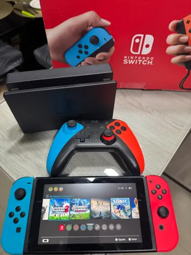 NINTENDO SWITCH V2 32GB - COMPLETO + CONTROLE EXTRA
