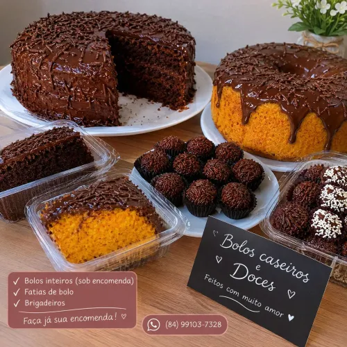 Vendo bolos caseiros e brigadeiros