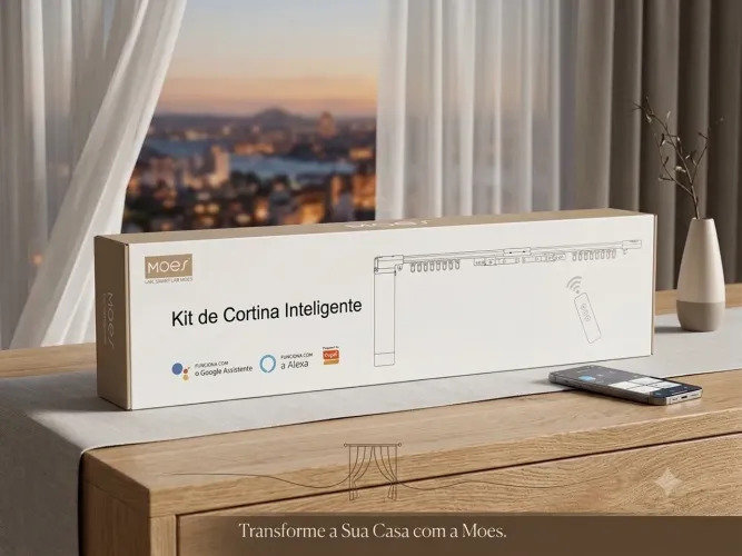 Sistema inteligente De Trilhos Motorizados Para Cortinas Moes WC-PJ520 Wi-Fi