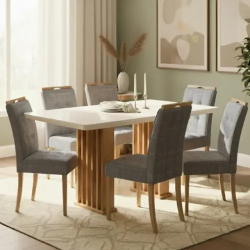 Mesa Jantar Mona 1,60m 6 Cadeiras - Produto Novo! Pronta Entrega!